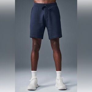 ALO Yoga Men's Small Chill Shorts Navy 7” Athletic Shorts Zip Pockets
